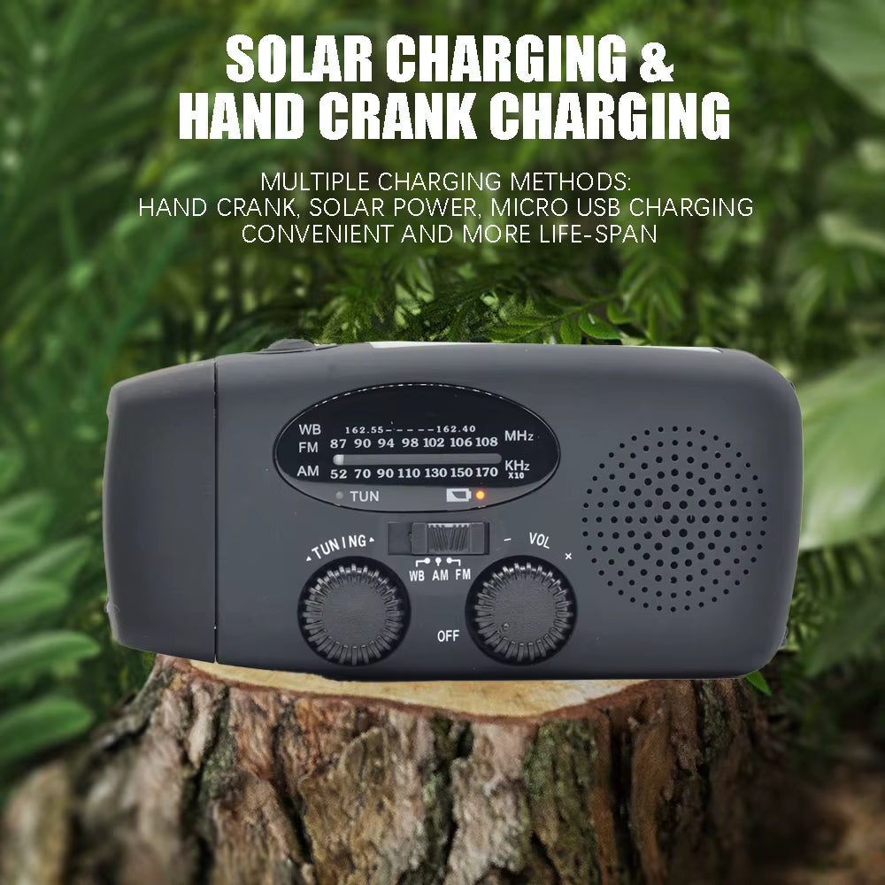 2000 Mah Emergency Radio with LED Lights Radio USB Solar Charging Light Outdoor Travel Portable Rechargeable FM/AM Radio